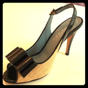 Black Snakeskin &Raffia Lambertson Truex Heels